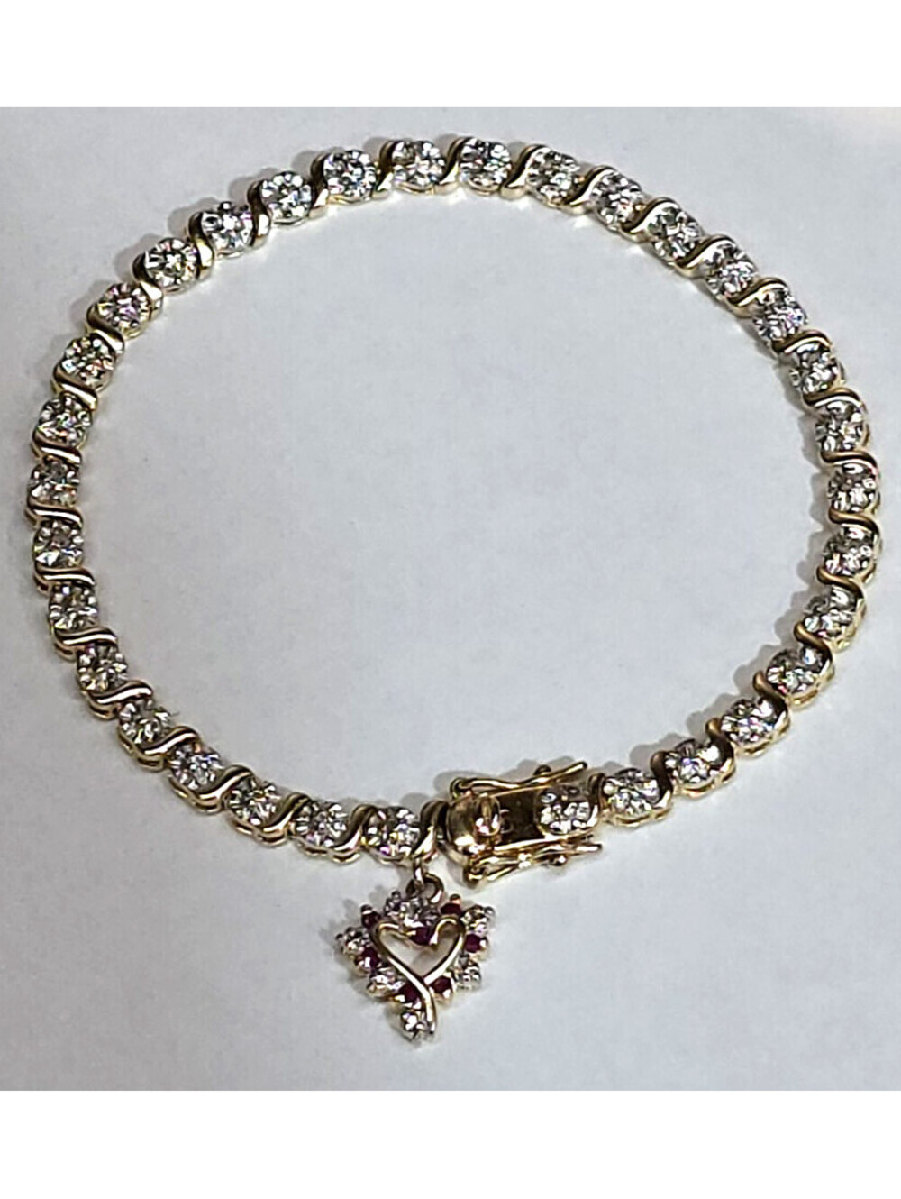 Gold Vermeil Sterling Silver Tennis Bracelet Ruby Diamond Heart Ross Simons